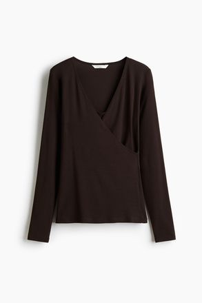 H&M MAMA Geripptes Stillshirt - Brown