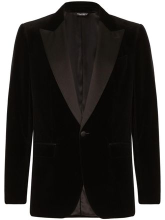 Dolce & Gabbana Blazer monopetto in velluto - Nero
