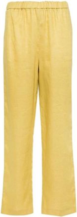 Fabiana Filippi Taps toelopende broek - Dames - Straight fit broeken - Geel - L - Linnen - Broeken