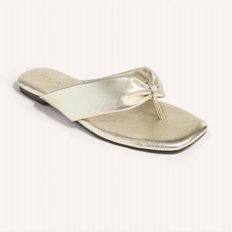 Yosi Samra Womens Reece Metallic Leather Flat Sandals In Gold