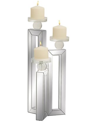 UMA Enterprises Inc. 3 Plate Decorative Candelabra With Mirrored Accents