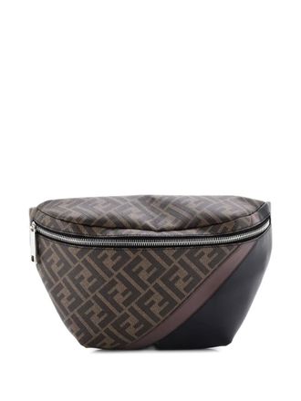 Fendi Zip Zucca Coated Canvas and Leather belt bag - Brown