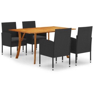 vidaXL Juego De Comedor Para Jard&iacute;n De 5 Piezas Negro Vidaxl