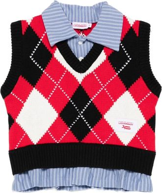 Charles Jeffrey Loverboy Gilet in cotone con fantasia geometrica - Rosso