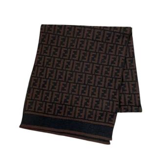 Fendi Pre-owned Scarves, male, Brown, Size: ONE SIZE Pre-owned Zucca Knit Scarf