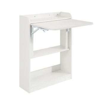 SoBuy Sobuy - Mesa Escritorio Plegable Mesa Plegable Para Computadora Con Estantes De Almacenamiento Mesa De Trabajo 64x58x82cm Fwt92-w Es