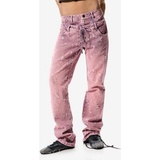 Desigual Double Waist Distress Straight Leg Jeans in Pink at Nordstrom, Size 36