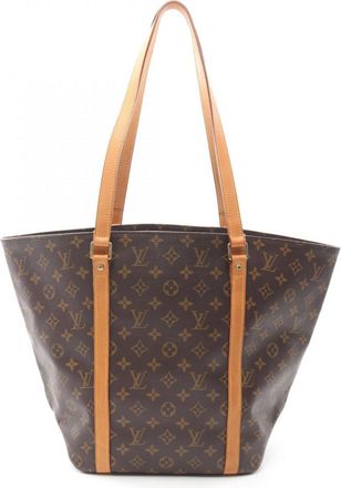Louis Vuitton Monogram Brown Coated Canvas Leather Tote Bag (Pre-Owned)