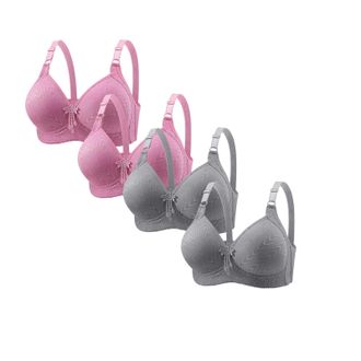 Generic 4 Pack: WomenS Bras Non Wired Padded | Wireless Bras For Women Uk Multi Pack | Full Cup Comfortable Breathable Bras Push Up Bra With Adjustable Strap 