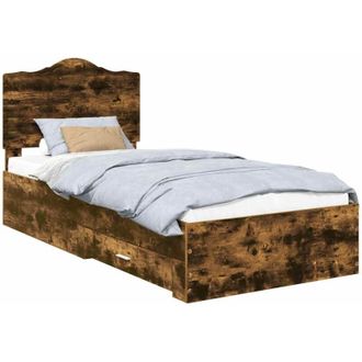 vidaXL Bed Frame with Headboard Smoked Oak 90 x 190 cm Engineered Wood vidaXL