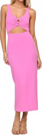 L*Space Camille Front Loop Cutout Midi Dress In Hottest Pink