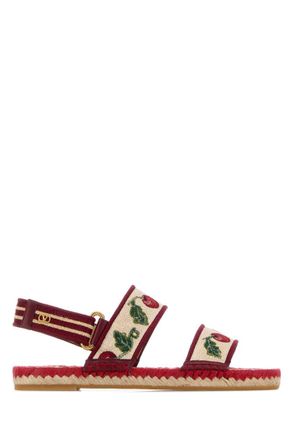Valentino Garavani White Embroidered V Logo Sandals