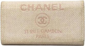 Chanel Pre-owned Deauville Tweed Long Wallet - Dames - Vintage Accessoires - Beige - ONE Size - Tweed - Vintage