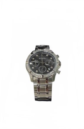 Bulova Mens Chronograph Classic Diamond Watch - 44Mm In Silver