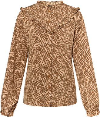 Dreimaster Dreimaster Bloes met lange mouwen Dames Donker kameelbeige