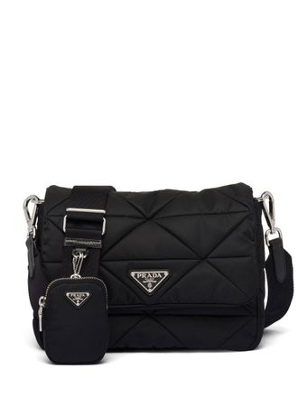 Prada Borsa a spalla imbottita in Re-Nylon - Nero