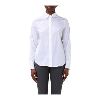 Brunello Cucinelli Witte Poplin Blouse met Kettingdetail - Dames - Blouses & Shirts - Wit - Maat: L Katoen