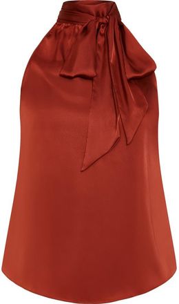 City Chic Eileen Sleeveless Satin Top in Toffee at Nordstrom, Size 14W