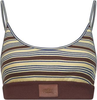 Fendi Gestreept gebreid topje van katoen - Dames - Tops zonder mouwen - Veelkleurig - M - Katoen - Tops