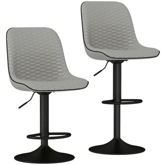 HOMCOM Set of 2 Bar Stools - Adjustable Swivel Breakfast Barstools - Brown | TJ Hughes Grey