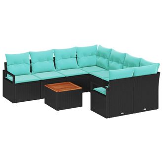 vidaXL Conjunto De Sof&aacute;s De Jard&iacute;n 9 Pcs Negro Rat&aacute;n Sint&eacute;tico Vidaxl