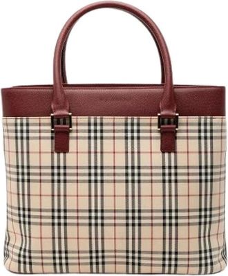 Burberry Pre-owned Tote Bags, female, Multicolor, Size: ONE SIZE Pre-owned Plaid Canvas Tote