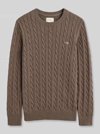 GANT Regular Fit Pullover aus reiner Baumwolle in Taupe, Gr&ouml;&szlig;e XXXL