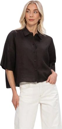 Drykorn Dames, Blouses & Shirts, Zwart, Maat: M Linnen