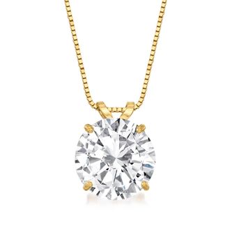 Ross-Simons CZ Solitaire Necklace in 14kt Yellow Gold