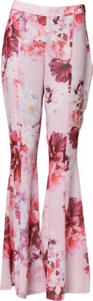 Guess Pink Floral Flared High Waist Trouser Womens Pants (Pre-Owned)