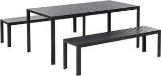 Beliani Beliani - Modern Garden Dining Set Table with 2 Benches Aluminium Black Nardo