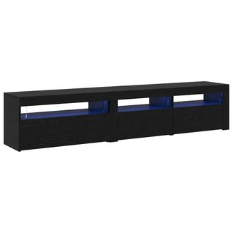 Berkfield Home TV Cabinets 2 pcs with LED Lights Black Oak Engineered Wood
