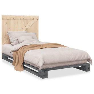 Berkfield Home Bed Frame without Mattress Grey 100x200 cm Solid Wood Pine
