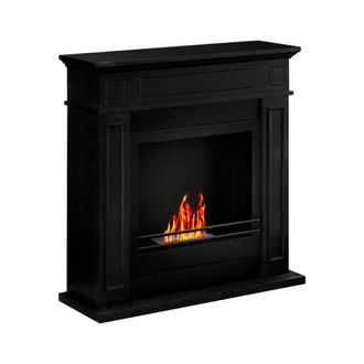 Dmora Dmora - Chimenea De Bioetanol Dstijepovi, Chimenea Ecol&oacute;gica, Hogar Sin Humo, Calefactor De Etanol, Made In Italy, 91x28 H90 Cm, Negro
