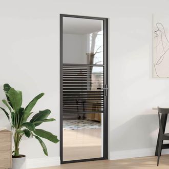 vidaXL Porta Interna Nero 76 X 201.5 Cm Vetro Temperato, Alluminio - Vidaxl