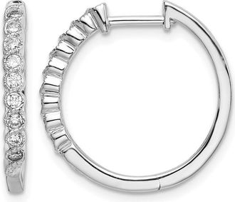 Diamond2Deal 14k White Gold 1/4 Ct Round Lab Grown Diamond Hoop Earrings