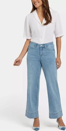 NYDJ Teresa Jeans Womens Blue Denim Cotton Zip Fly Wide Leg Ankle GBO3506