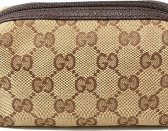Gucci Gg Canvas Beige Brown Gg Canvas Pouch (Pre-Owned)