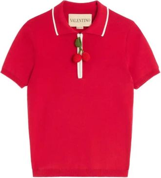 Valentino Garavani Cherry-Charm Polo Top - Womens - Cotton