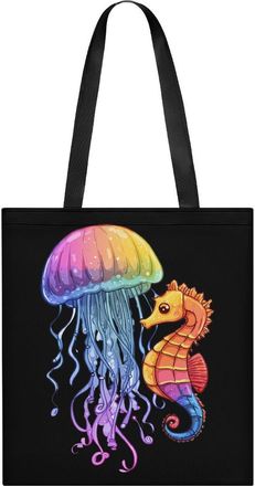Generic Sea Animal Sea Horse Jellyfish Tote Bag for Women Men Shoulder Bags Purses Pouch Handbags