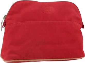 Herm&egrave;s Pre-owned Clutches, female, Red, Size: ONE SIZE Pre-owned Canvas Pouch