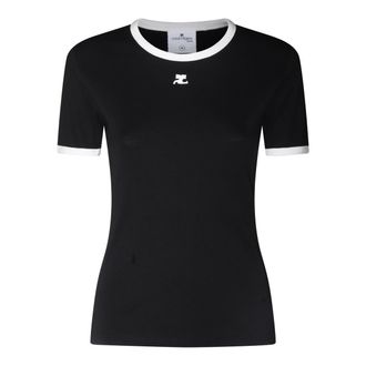 Courrèges T-Shirts And Polos Black/Heritage White-Donna