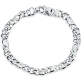 Pompeii3 Mens Infinity Figaro Link 14k Gold (26gram) or Platinum (42gram) 7.5mm Bracelet 8.5