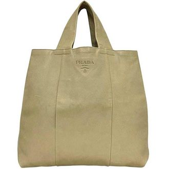 Prada Beige Leather Tote Bag (Pre-Owned)
