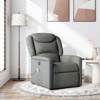 vidaXL Poltrona Massaggiante Reclinabile Grigio Scuro in Tessuto - Vidaxl