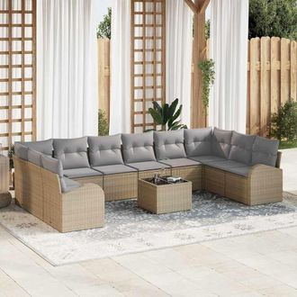 vidaXL Vidaxl - Set Divano Da Giardino 11 Pcs Beige Poly Rattan