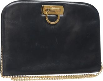 Ferragamo Tweedehands leren schoudertassen - Dames - Vintage Schoudertas - Zwart - ONE Size - Leer - Vintage