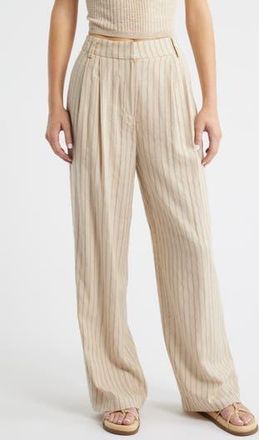 Topshop Stripe Wide Leg Pants in Cream at Nordstrom Rack, Size 2 Us (Fits Like 0)