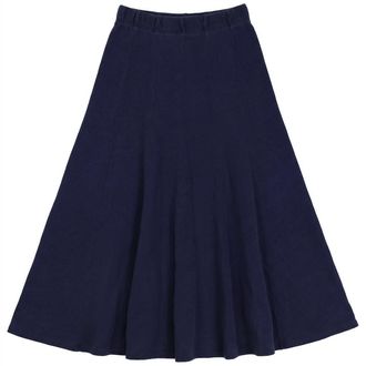 FYI Denim Terry Vertical Panel Elastic Waist Midi Skirt in Dark Denim at Nordstrom, Size X-Small