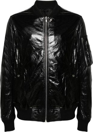 Rick Owens Classic Flight leather bomber jacket - men - Virgin Wool/Cotton/Lamb Skin - 48 - Black